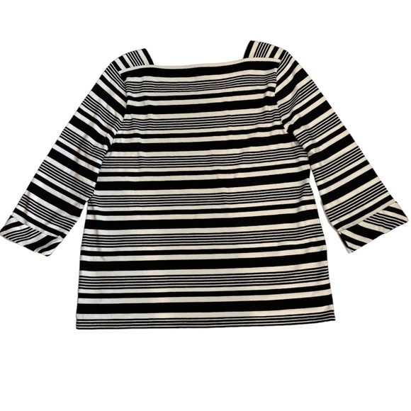 Talbots Black and White Striped Square Neck Tee Size XL - Picture 4 of 8